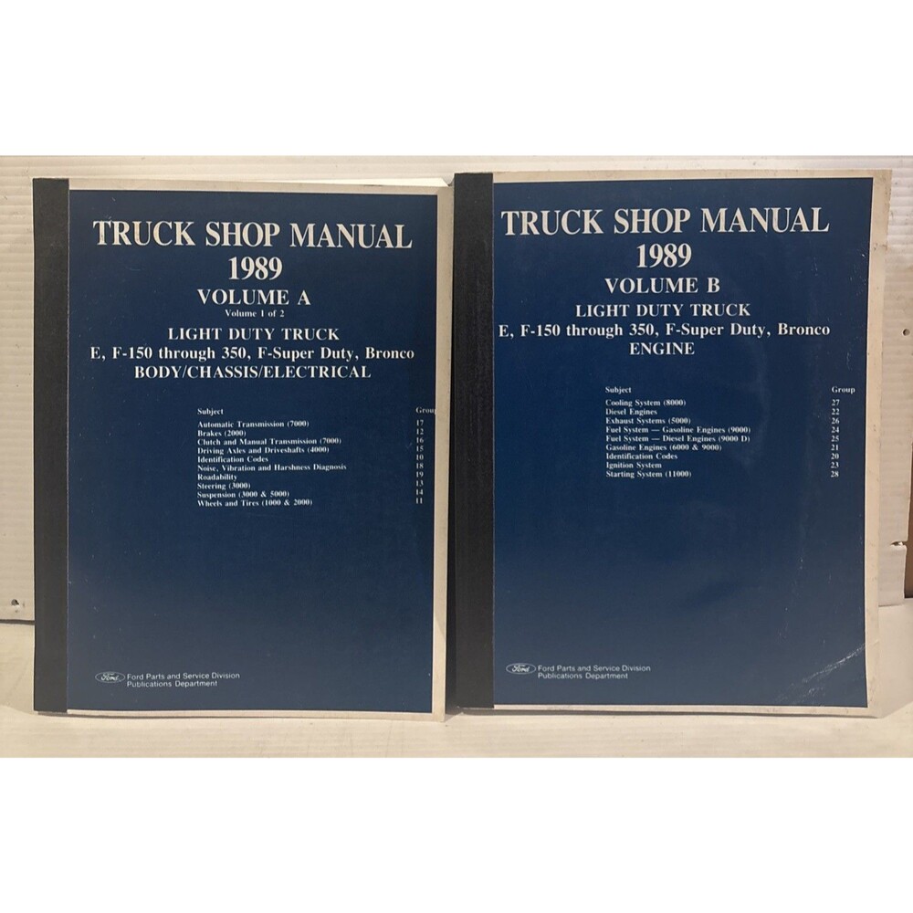 1989 Ford Light Duty Series Factory Model E, F150-350, F Super Truck Shop Manual